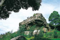 Refugios rocosos en el altiplano Sabana de Bogot�. Parque Piedras de Tunja en Facatativ�; en sus paredes se conservan pictograf�as muiscas.