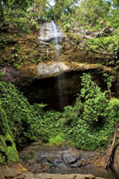En Bah�a M�laga, varias quebradas como La Sierpe, se precipitan en cascadas sobre pozos circulares o directamente sobre el mar.