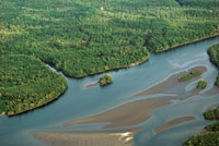 La turbulencia de las aguas en la zona estuarina, determina el grado de estratificaci�n y la formaci�n de barras arenosas que encierran cuerpos de agua con diferente grado de salinidad.