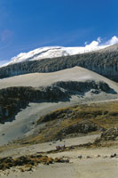 Paisaje del superp�ramo, con el volc�n Nevado del Ruiz al fondo.
