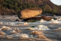 La Piedra El Balanc&iacute;n en el raudal Maipures, r&iacute;o Orinoco, departamento del Vichada, desaf&iacute;a las corrientes en temporada invernal.
