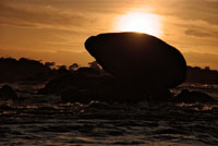 Las grandes corrientes de agua son capaces de movilizar y moldear enormes moles de roca. Raudal Maipures, r&iacute;o Orinoco.