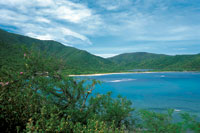 En la ensenada de Chengue, Parque Nacional Natural Tayrona, durante la �poca lluviosa el paisaje exhibe todo su verdor.
