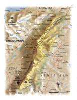 La longitud de la serran�a del Perij�, tambi�n conocida como serran�a de Los Motilones o Montes de Oca, es de 300 km aproximadamente. Sus mayores alturas alcanzan los 3.600 msnm